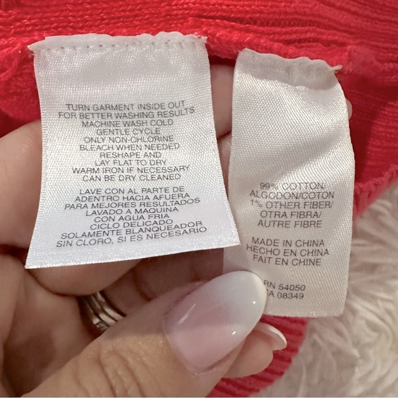 Anne Klein Vibrant Raspberry Red Open-Knit Cardigan Size M - Picture 12 of 15